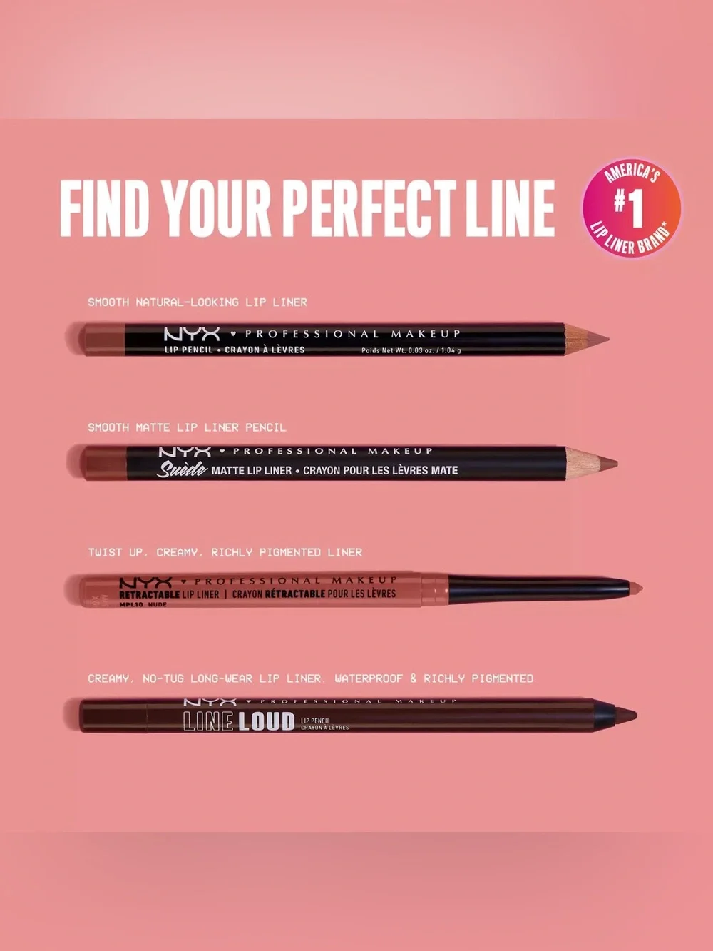 NYX Retractable Lip Liner - Red, NEW